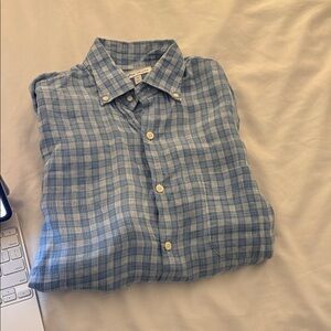 Peter Millar Light Blue Plaid Men's Shirt